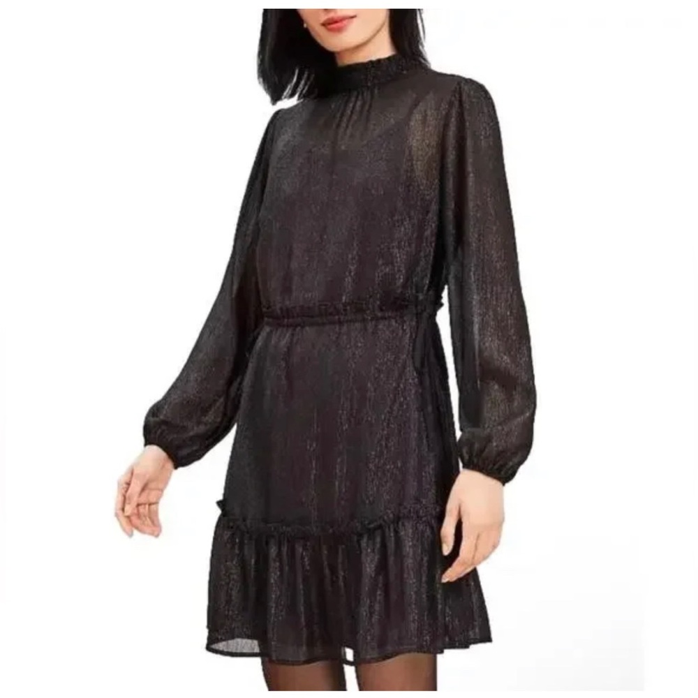 LOFT women Petite Smocked Neck Tiered Swing Dress $99